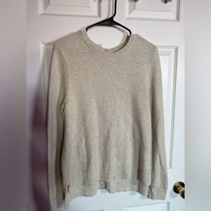 Madewell Women's Cream Crew Neck Sweater with Buttons Down Back